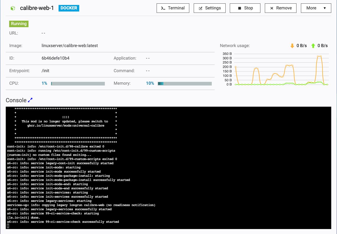 calibre-web container initialization